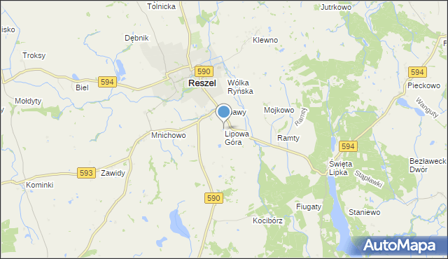 mapa Lipowa Góra, Lipowa Góra gmina Reszel na mapie Targeo